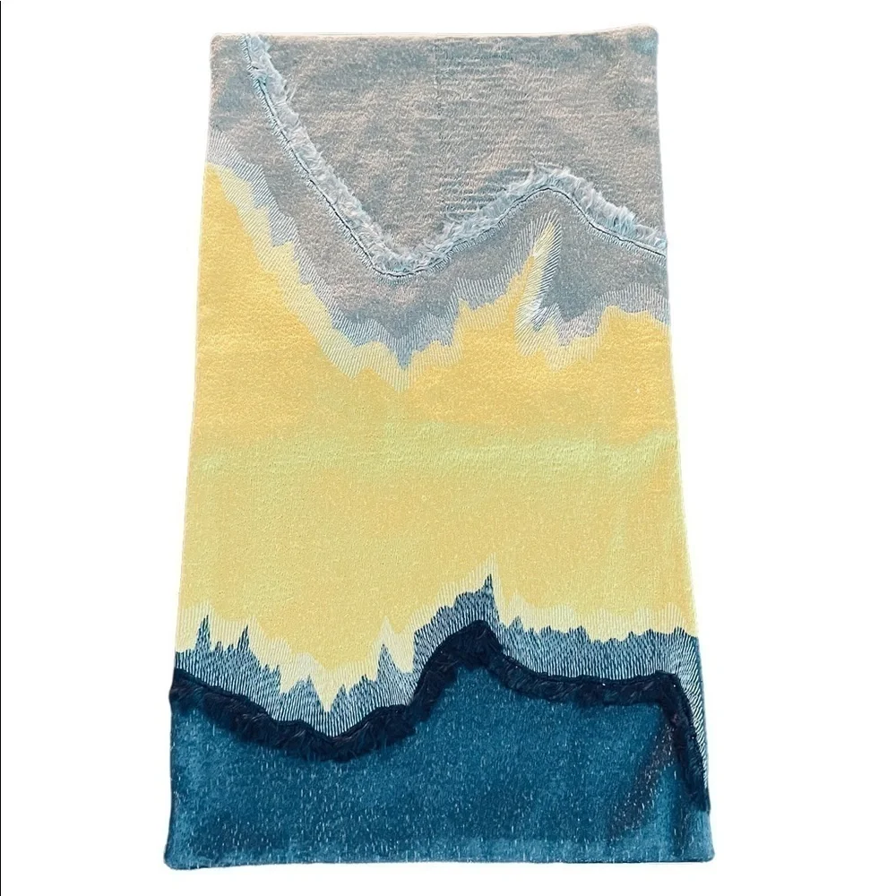 WEST ELM GORGEOUS YELLOW, GRAY AND BLUE GRAY PILLOW COVERS NWT
